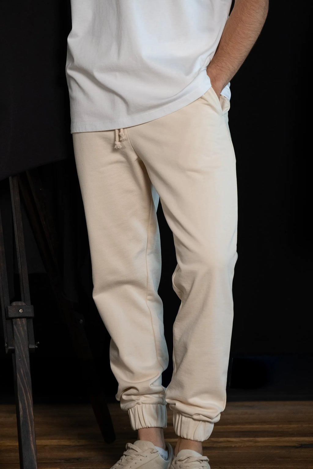 Ekru Basic Jogger Pantolon