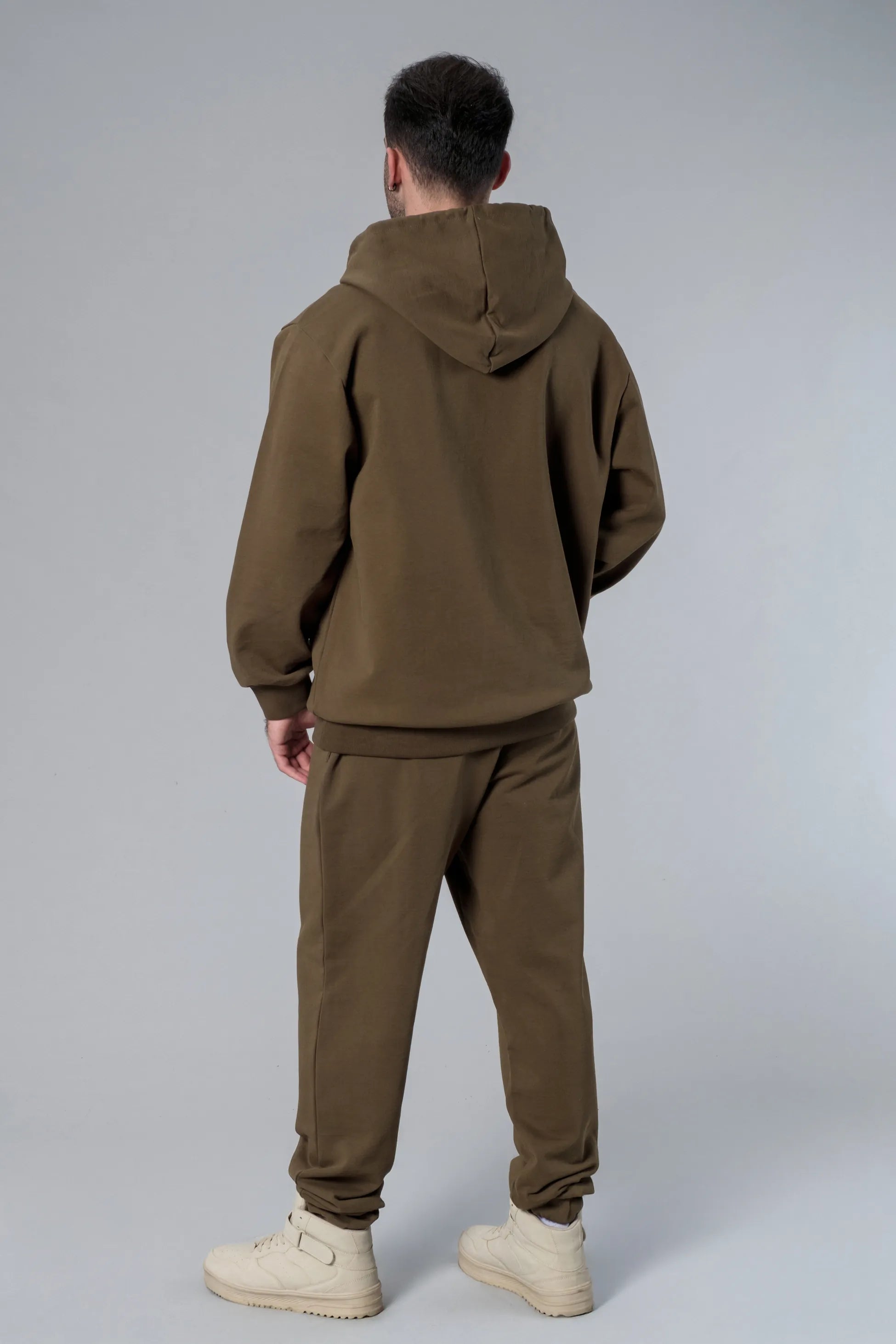 Kapüşonlu Oversize Haki Hoodie