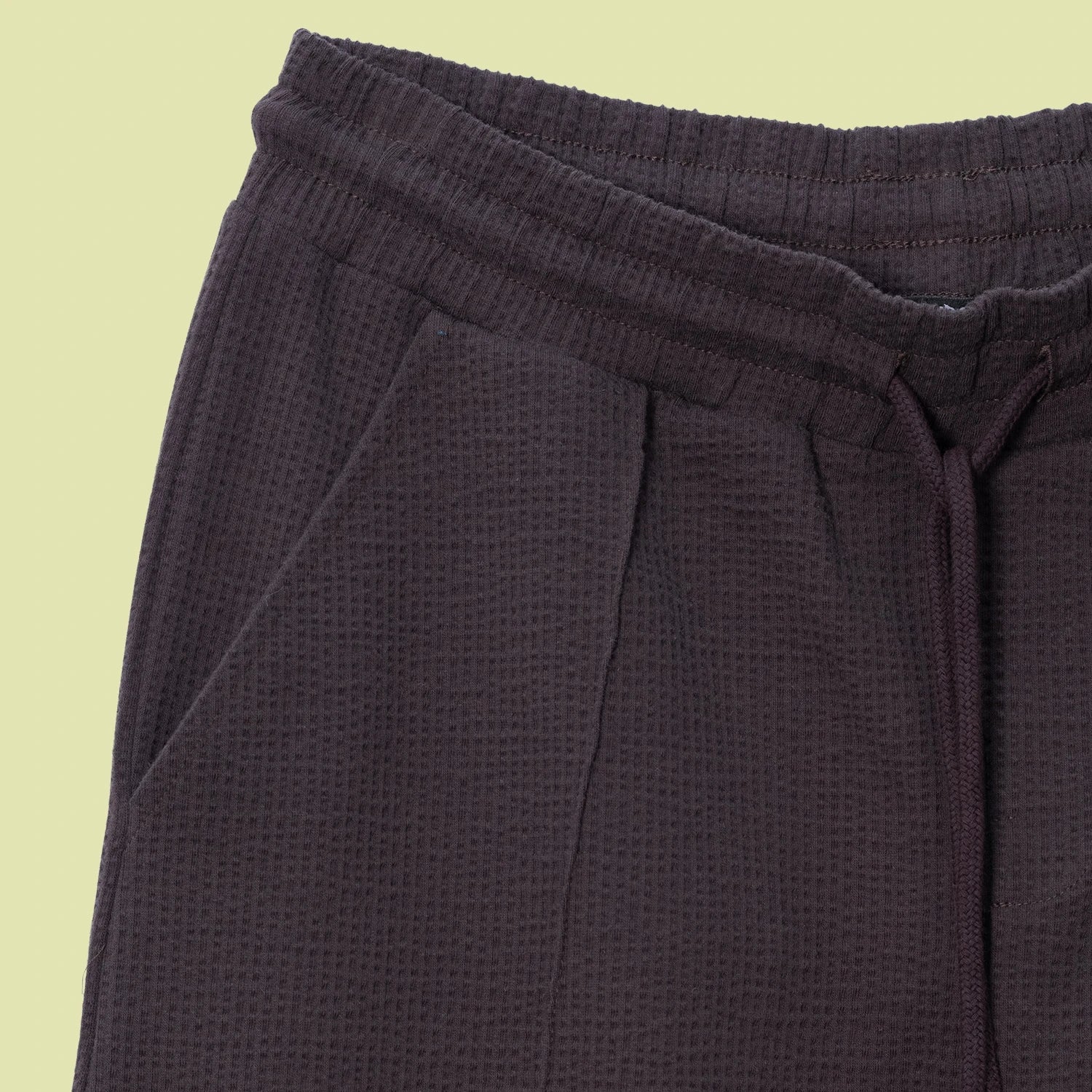 Waffle Dokulu Kahverengi Jogger Pantolon